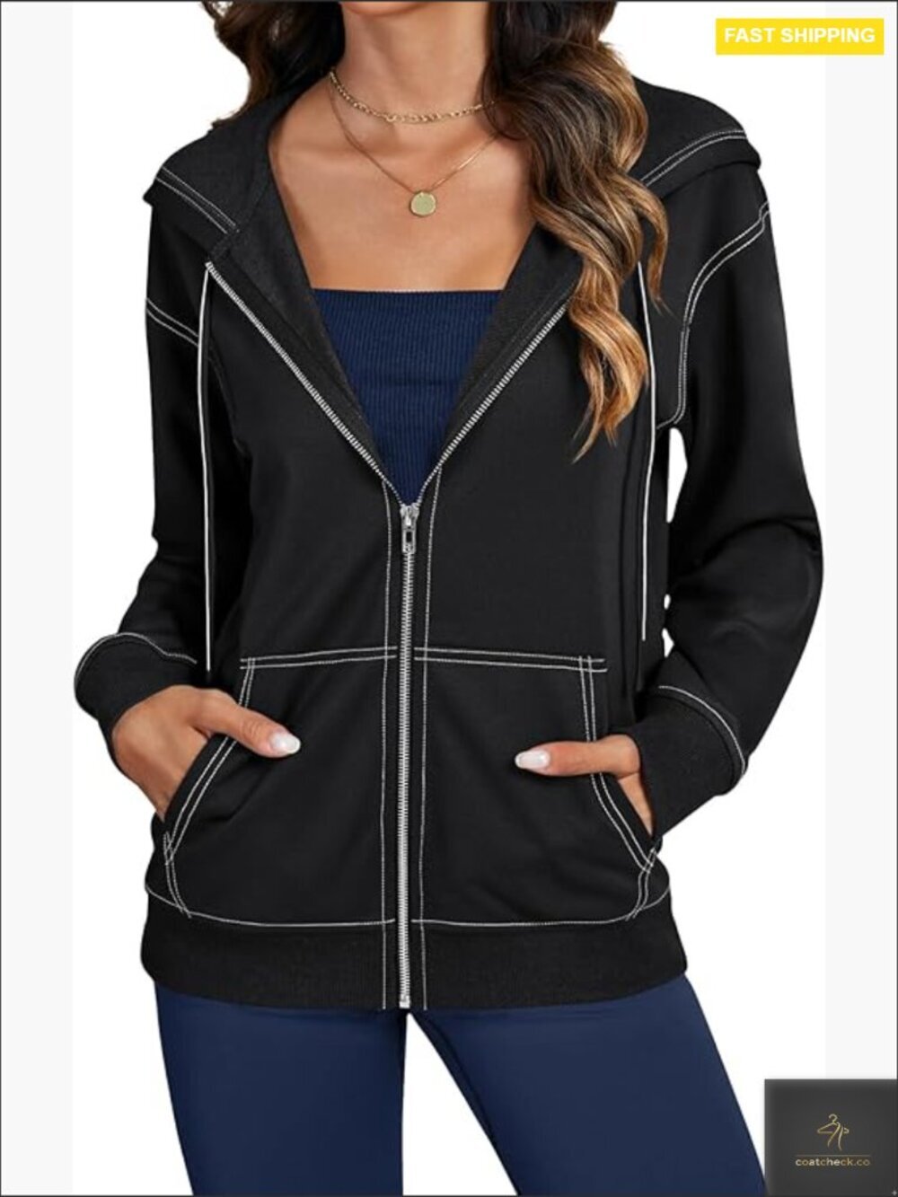 Lightweight Zip Up Hoodie Full Zip Long Sleeve Sweatshirt with Pockets Casual